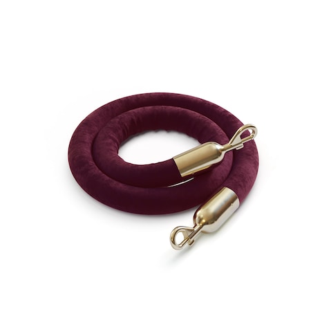 Montour Line Velvet Rope Maroon With Pol.Brass Snap Ends 6ft.Cotton Core PVR150-60-MN-SE-PB